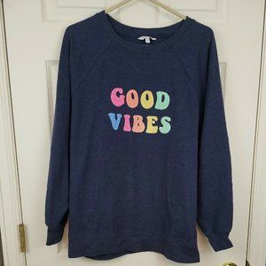 Wildfox Good Vibes Sweatshirt Women's Size medium Oversized Blue